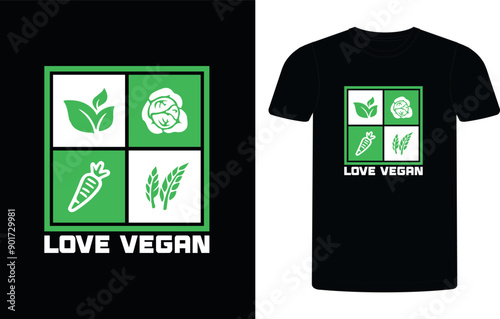 Love Vegan T-shirt Design Template, Celebrate World Vegan Day shirt design, Vegan concept typographic  shirt design.