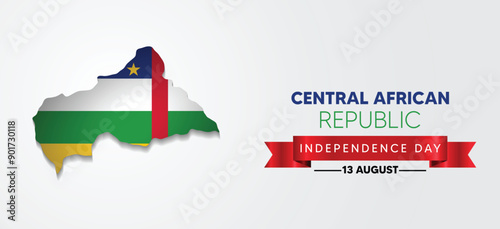 Central African Republic flag map Independence Day vector poster