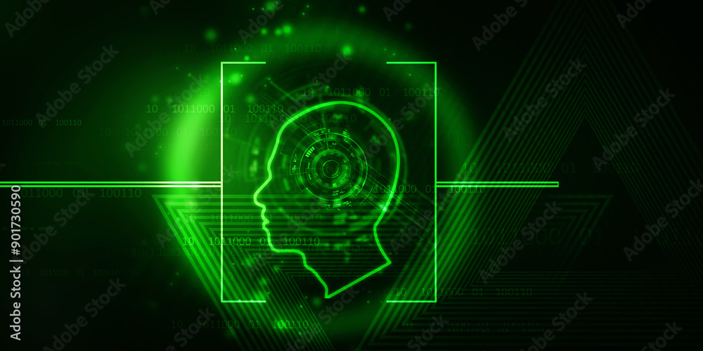 2d illustration digital Artificial mind concept 2d illustration digital Artificial mind concept