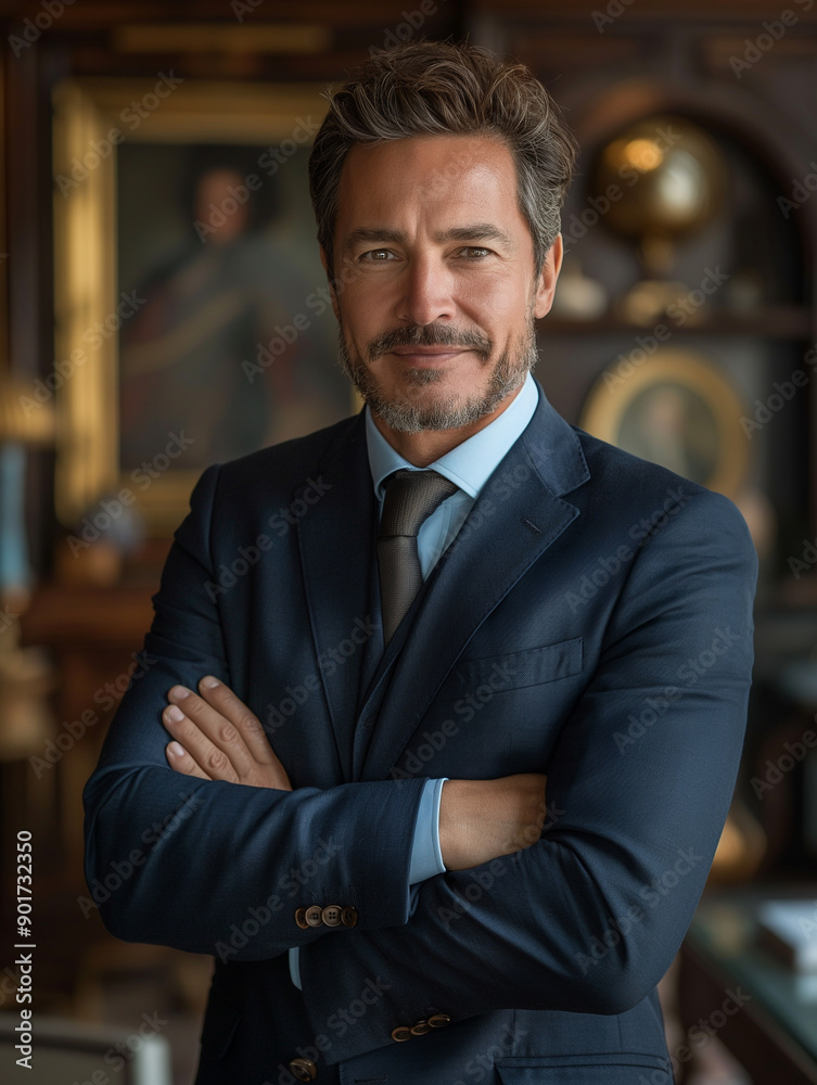 A man in a blue suit is smiling and posing for a photo A man in a blue suit is smiling and posing for a photo