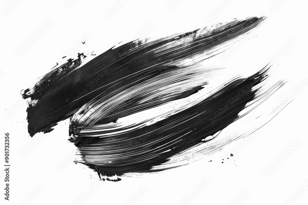 dry black brush stroke, isolated white background dry black brush stroke, isolated white background