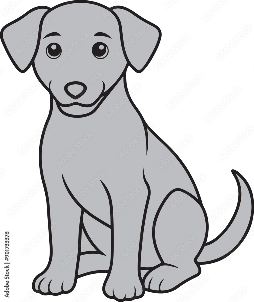 Fototapeta premium Cute sitting dog vector art illustration with a white background