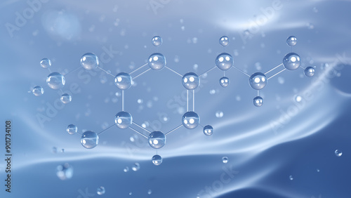 eugenol molecular structure, 3d model molecule, guaiacol, structural chemical formula view from a microscope photo