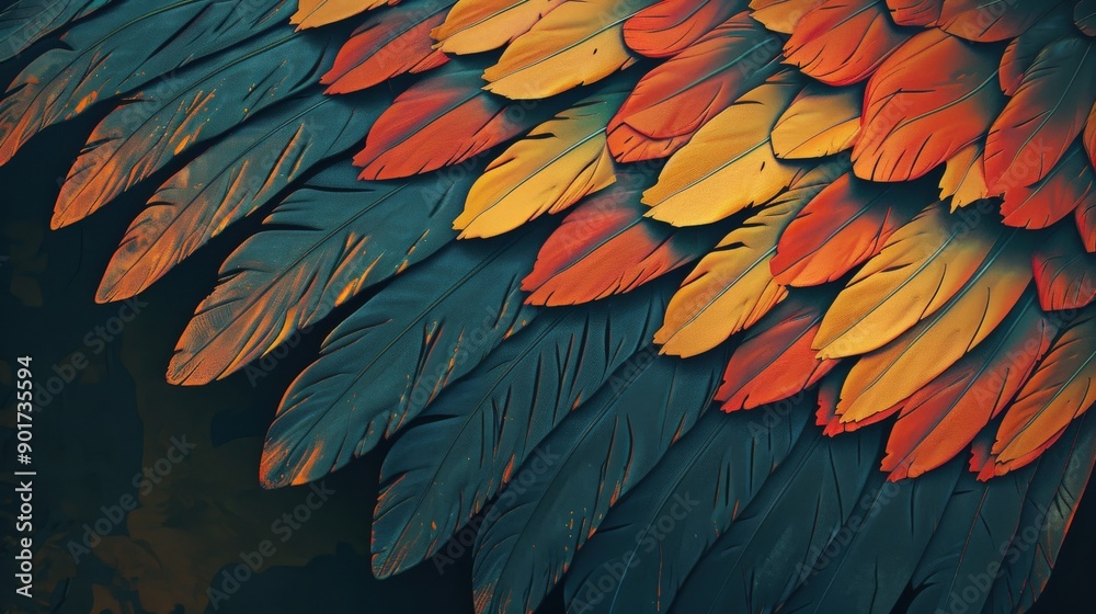 Obraz premium Detailed 3D texture of eagle feathers with rich colors animal themed sleek and detailed