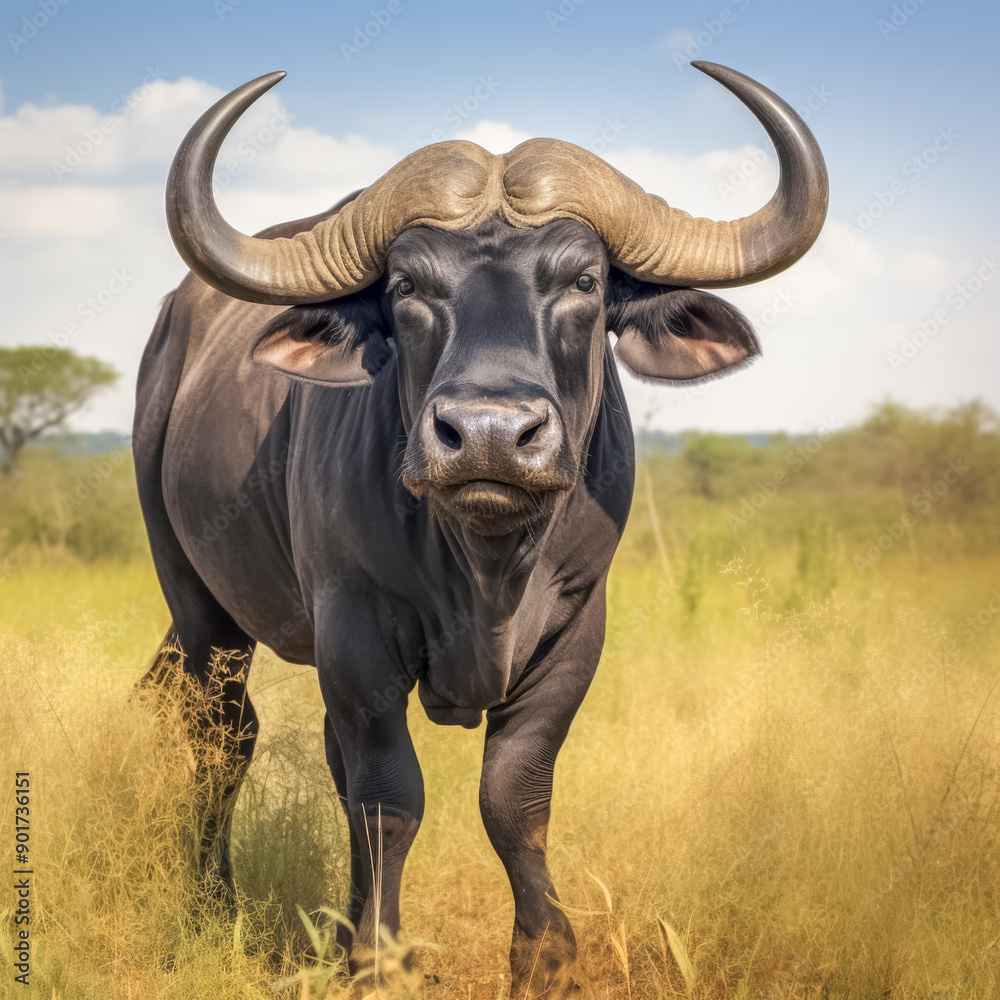 Prächtiger Afrikanischer Büffel ( Syncerus caffer ) in freier Natur, Generative AI Prächtiger Afrikanischer Büffel ( Syncerus caffer ) in freier Natur, Generative AI