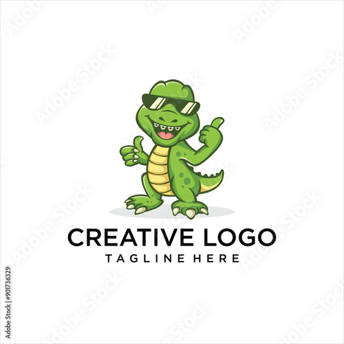 dino character cartoon animal logo vector
