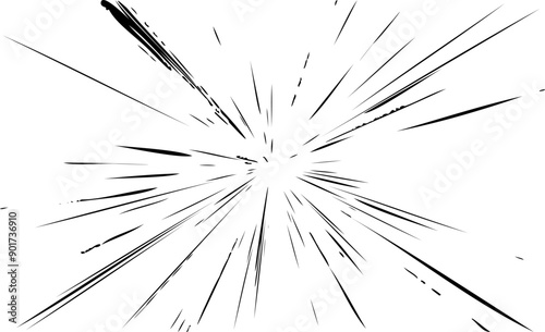 Circular starburst explosion texture. Distressed uneven grunge background. Abstract vector illustration. Overlay to create interesting effect and depth. Isolated on white background.