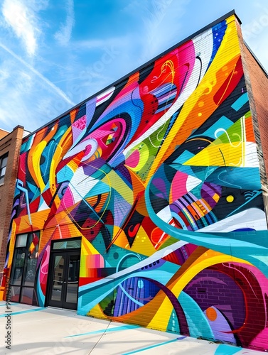 Vibrant and Expressive Mural Adorns Colorful Urban Facade