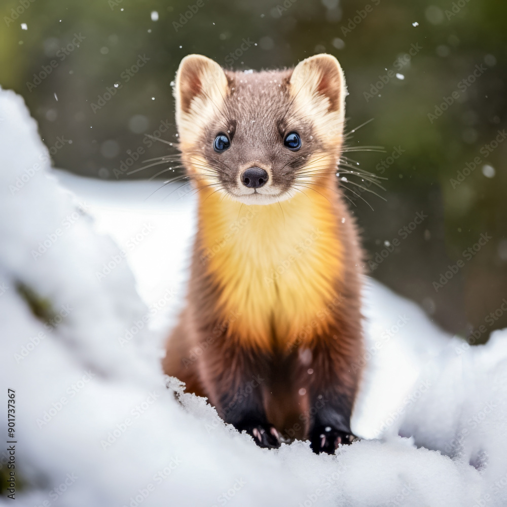 Frecher Marder ( Mustelidae ) in freier Natur, Generative AI Frecher Marder ( Mustelidae ) in freier Natur, Generative AI