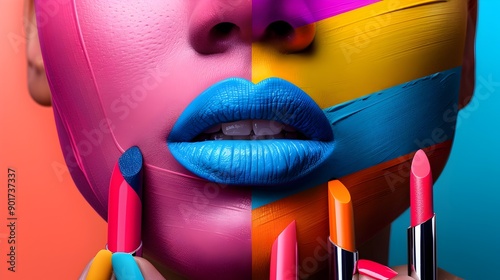 Bold and Vibrant Pop Art Inspired Lipstick Packaging with Graphic Patterns photo