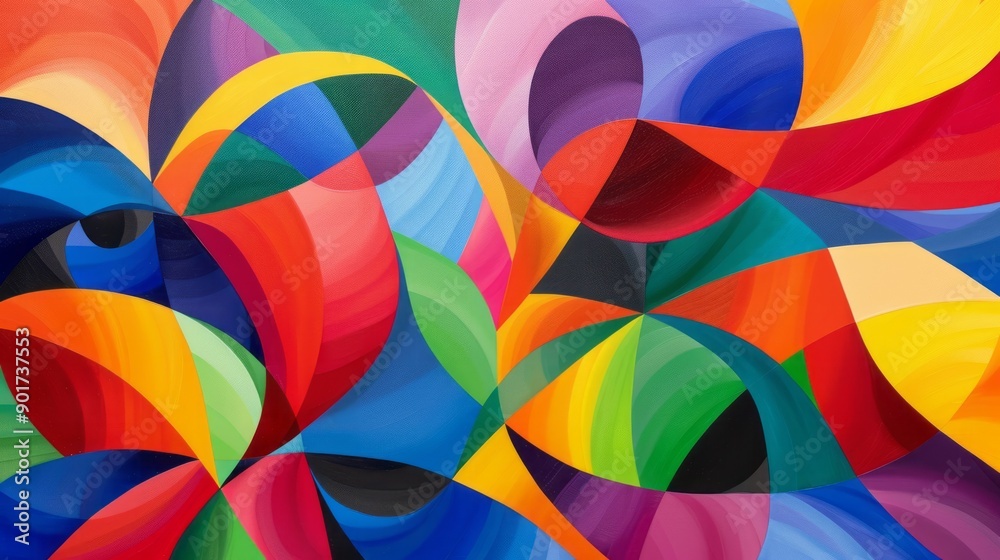Vivid abstract art background. Colorful geometric shapes and swirly lines compose a bright modern artwork. Ideal for designs and projects needing a vibrant, energetic feel. Vivid abstract art background. Colorful geometric shapes and swirly lines compose a bright modern artwork. Ideal for designs and projects needing a vibrant, energetic feel.