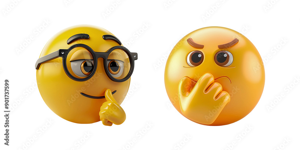 Fototapeta premium 3d icon thinking emoji isolated on white background