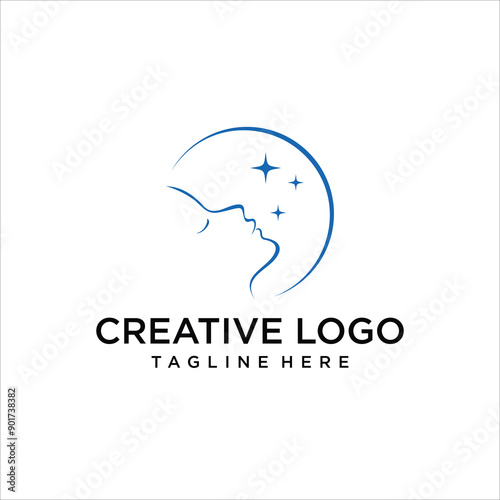 face sleep outline logo vector