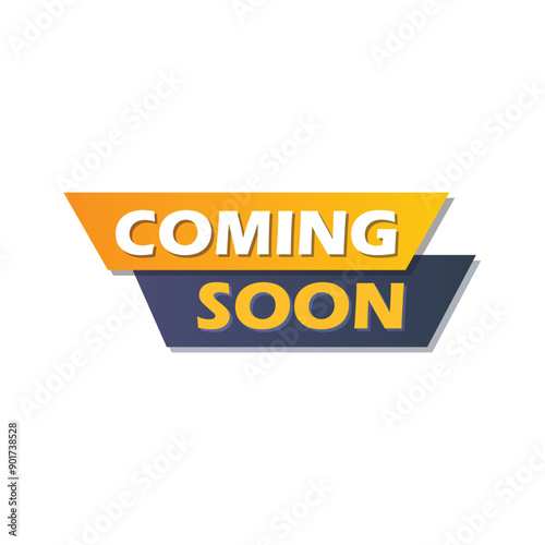 Bold and vibrant 'Coming Soon' tag in striking yellow and black with a stylish shadow effect. perfect for making your announcement pop and grabbing attention in any design