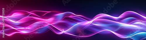 The image consists of a dynamic background made up of blue and purple colors, a futuristic neon swirl formation, and light effects.