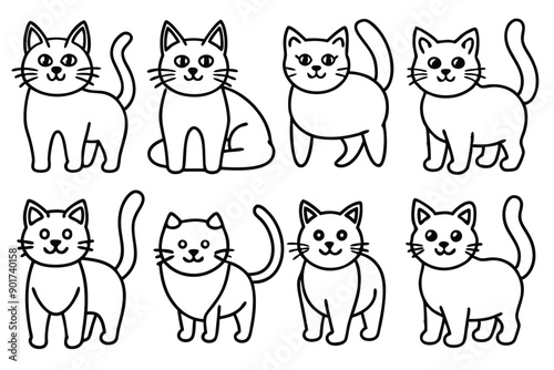 Cat line art illustration Design Concepts