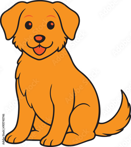 Cute sitting dog vector art illustration with a white background