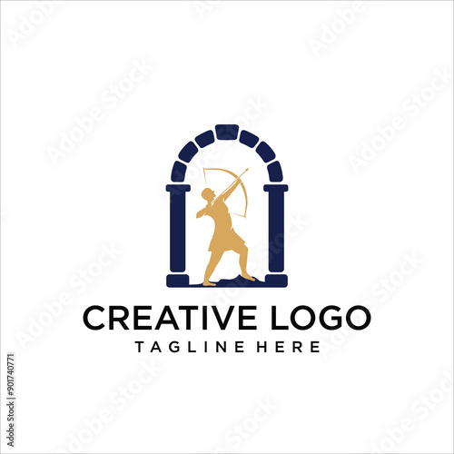 gold archer unique logo vector