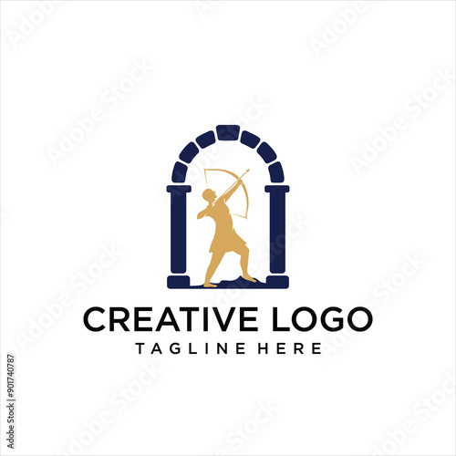 gold archer unique logo vector