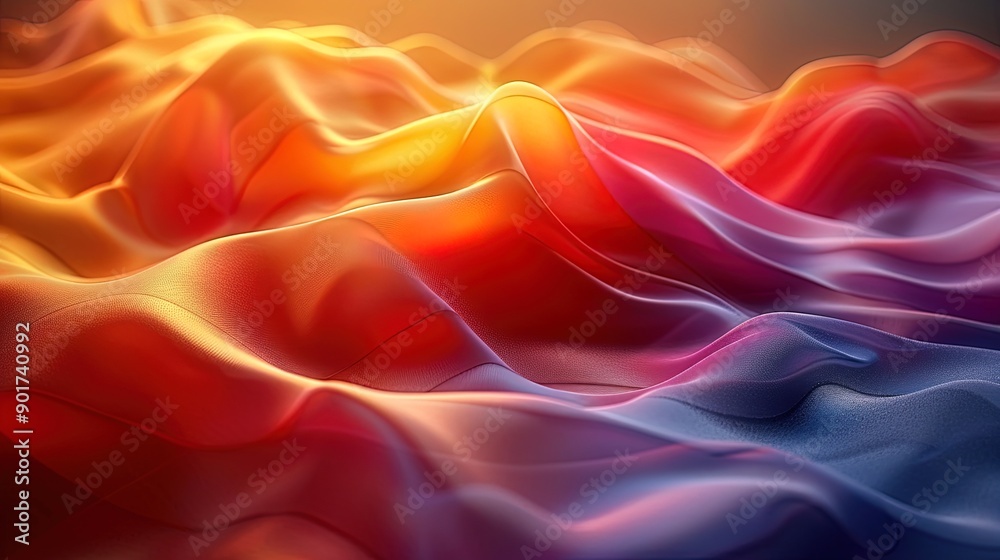 Abstract background flowing silk fabric waves of red orange and purple Abstract background flowing silk fabric waves of red orange and purple
