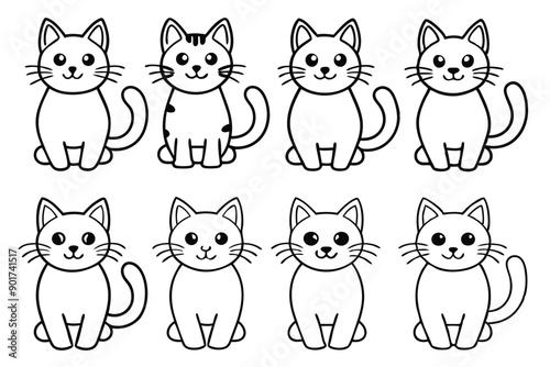 Cat line art illustration Design Concepts