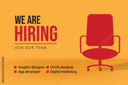 Vector we are hiring banner. Hiring recruitment design. We are hiring join our team announcement