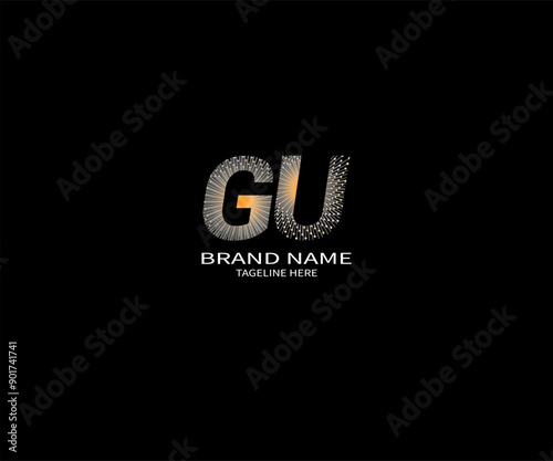 GU letter logo design. circle, triangle, hexagon, flat and simple style with white color variation letter logo set in one artboard. GU minimalist