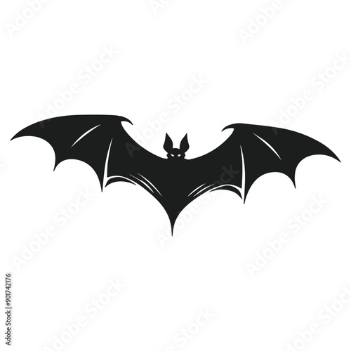 Elegant Flying Bat Silhouette Vector - Gothic Art Design