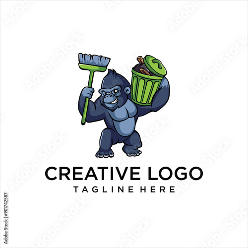 gorilla junk strong animal logo vector
