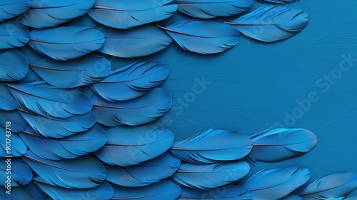 Detailed 3D texture of blue jay feathers with rich colors animal themed sleek and detailed photo