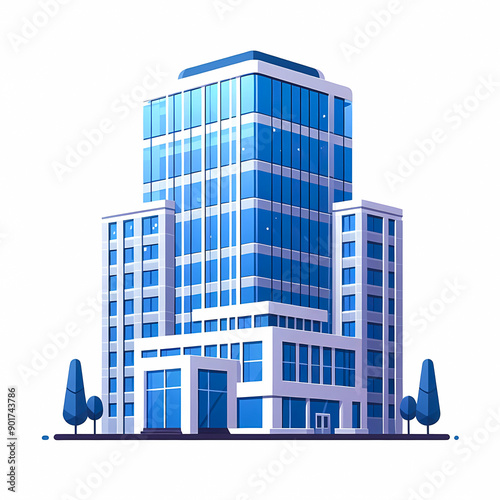 Modern Corporate Tall Building vector illustration isolated on a white background