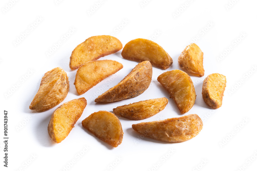 Obraz premium fried potato wedges isolated on white background