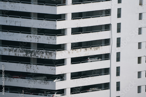 Fotografie Close-up high view of a multilevel carpark.
