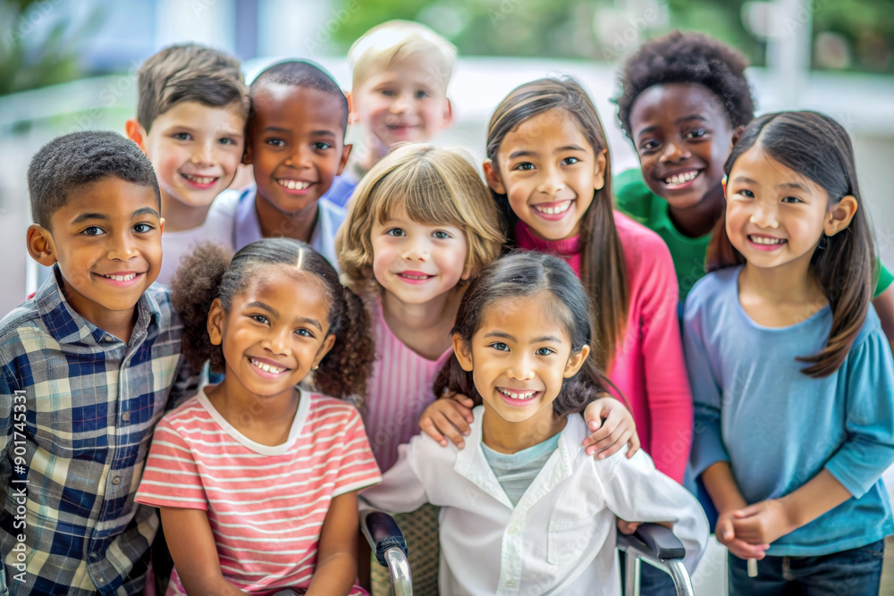 Group of Multi-ethnic children looking at camera and posing together. Diverse different cool school students boys and girls wide angle. Concept diversity and inclusion
Group of Multi-ethnic children looking at camera and posing together. Diverse different cool school students boys and girls wide angle. Concept diversity and inclusion