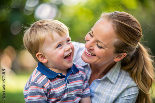 Happy kid with her mother enjoying affection on Mothers day. Birthday or women's day. Relation and motherhood.