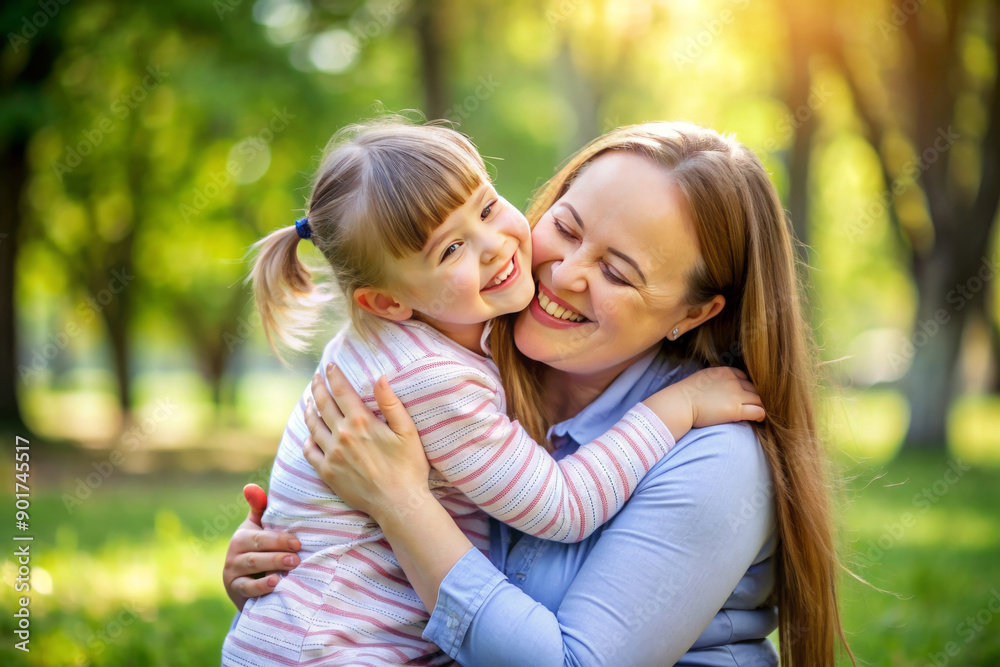 Happy kid with her mother enjoying affection on Mothers day. Birthday or women's day. Relation and motherhood. Happy kid with her mother enjoying affection on Mothers day. Birthday or women's day. Relation and motherhood.