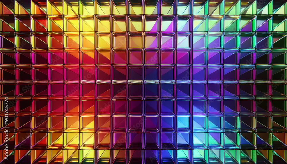 Fundo de vidro com reflexos RGB, renderização 3D Fundo de vidro com reflexos RGB, renderização 3D