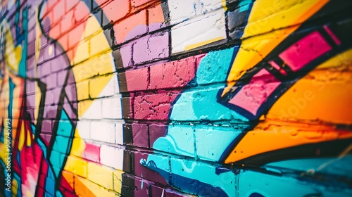 Vibrant and Colorful Graffiti Wall with Bold Artwork and Abstract Patterns