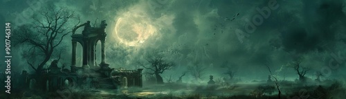 Ancient structure with a macabre design, surrounded by an aura of dread, moonlit night, terrifying and ominous, structure dread macabre