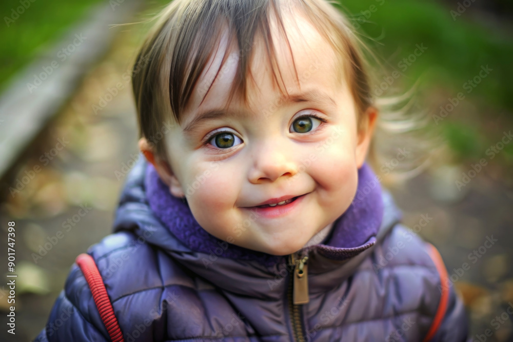 Pretty little child with special needs in a summer park outdoors. Portrait of happy girl with down syndrome having fun and laugh. Pretty little child with special needs in a summer park outdoors. Portrait of happy girl with down syndrome having fun and laugh.