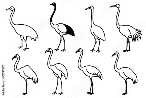 Crane bird line art illustration Design Concepts