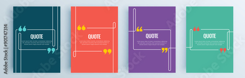 Quote frames blank templates set. Text in brackets, citation empty speech bubbles, quote bubbles. Textbox isolated on color background. Vector illustration.