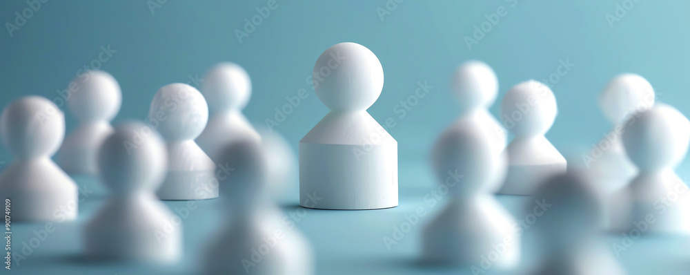 A minimalist representation of crowd dynamics, featuring white figures against a soft blue backdrop, emphasizing individuality and unity. A minimalist representation of crowd dynamics, featuring white figures against a soft blue backdrop, emphasizing individuality and unity.