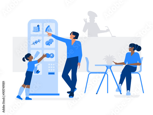 Family in Vegan Cafe