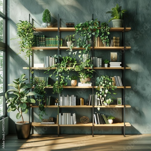 Stylish contemporary bookshelf with a minimalist design © Karn AS Images
