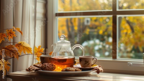 Autumn Elegance: Thanksgiving Accents on a Stylish Window Sill