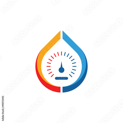 hvac logo icon template with pressure meter vector