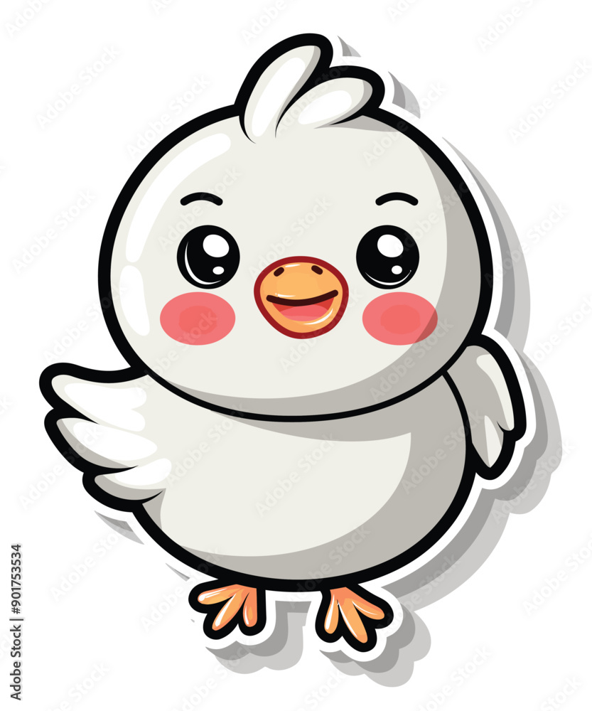 Obraz premium Cute chicken duck hand drawn flat stylish cartoon sticker icon
