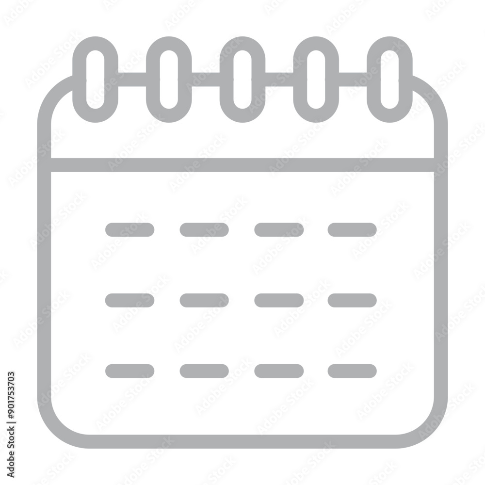 Planner Vector Line Grey Icon Design Planner Vector Line Grey Icon Design