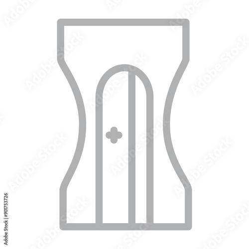 Pencil Sharpner Vector Line Grey Icon Design